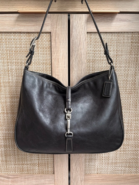 Coach Handbags - COACH Y2K Vintage Black Leather Hamilton Clip Hobo Shoulder Bag Handbag 7778